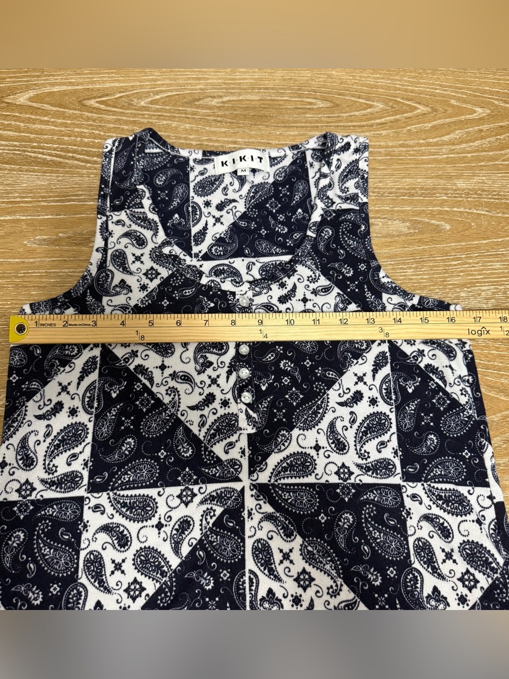 KIKIT Patchwork Paisley Sleeveless Faux Button Soft Tank Top Women’s Medium - Picture 4 of 8
